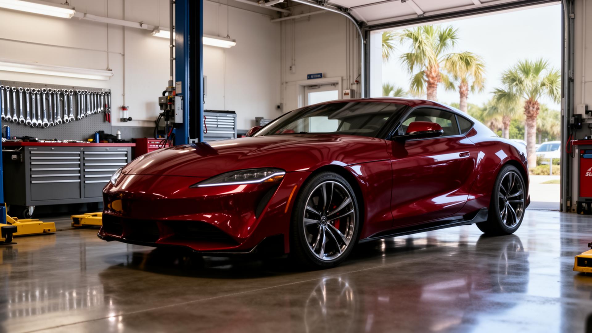 Premium performance car inside a professional Venice Auto Repair service bay